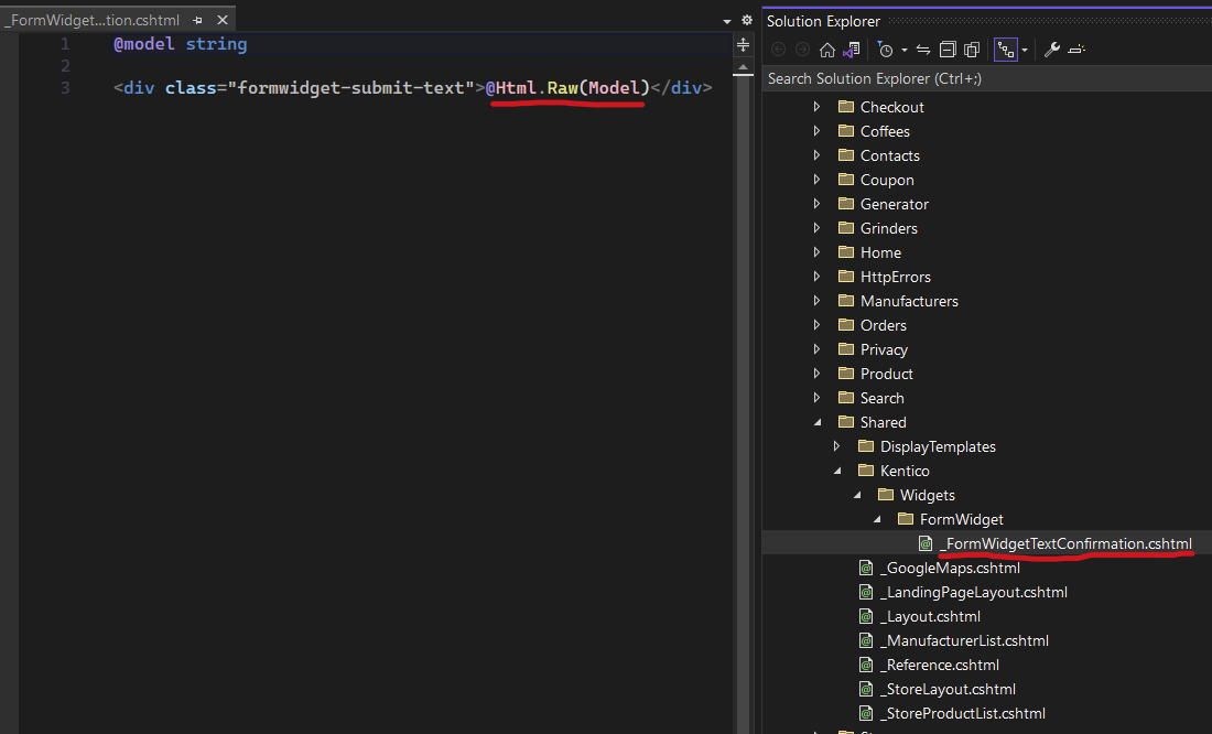 Authoring new Razor View file
