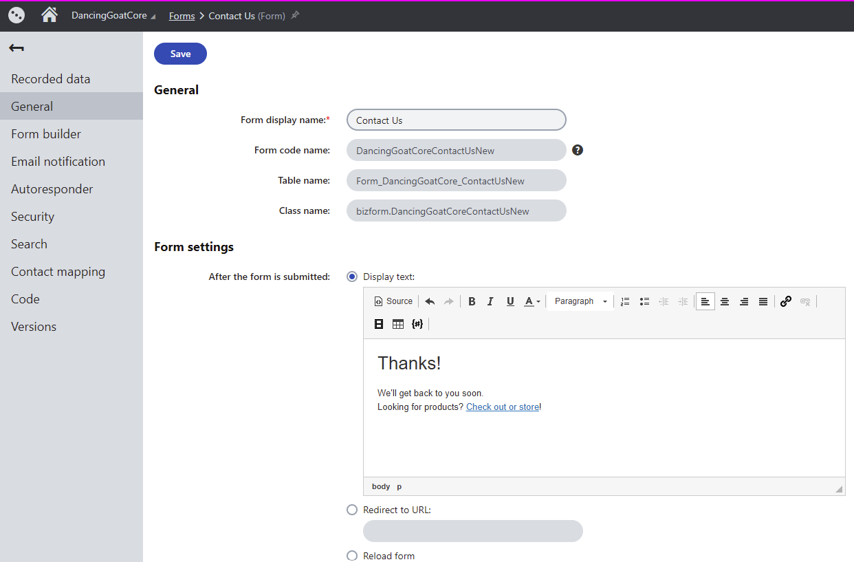 Rich Text editor replacing a text field for Form Display Text value