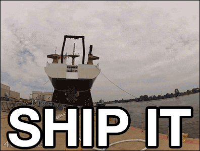 Ship falling into the water