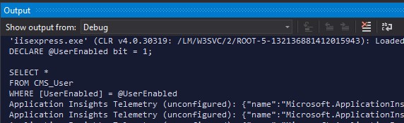 SQL Query in Output window
