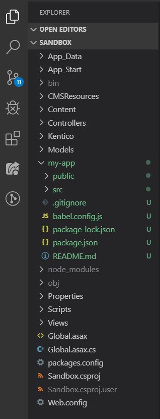 Project directory after running vue create