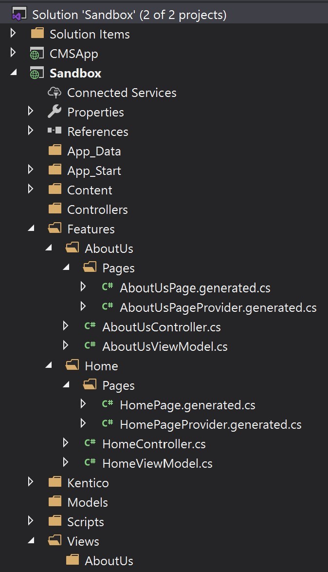Content Delivery project using Feature Folders organization