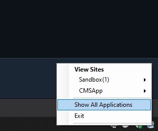 IIS Express tray dialog