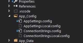 Local config files excluded from the project in Visual Studio solution explorer