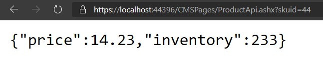 Browser displaying fake data JSON response from HttpHandler