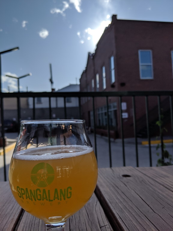 A beer on a patio
