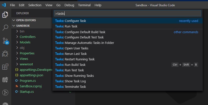 VS Code Command Palette box