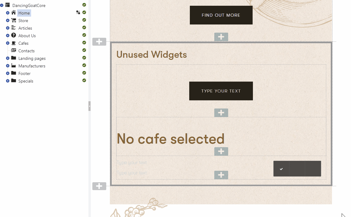 Unused Widget Section in the Page Builder