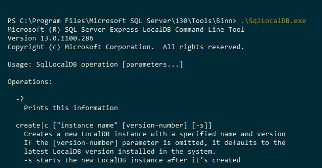 Using SqlLocalDB.exe